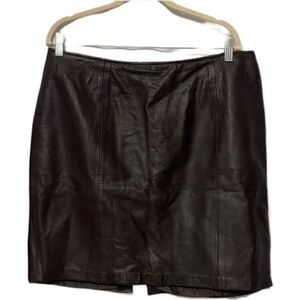 Croft and Barrow lamb skin chocolate brown mini skirt size 16